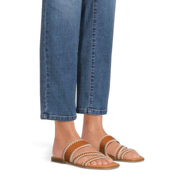 Time and Tru Women Memory Foam Strappy Embroidered Slip On Sandal Size 9.5 Brown - Picture 1 of 6